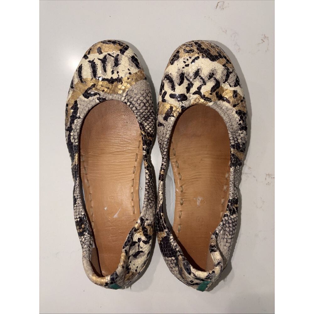 Tieks by Gavrieli Snake Ballet Flats Womens 8 Snakeskin Gold Metallic Leather